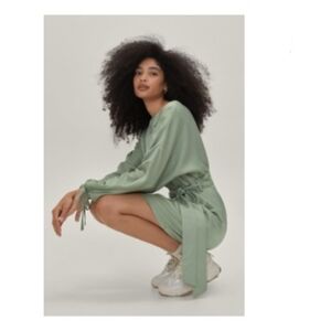 Satin Gathered Yoke Belted Mini Dress (Size 8)